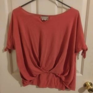 Coral scrunched shirt, size S/M, White Birch